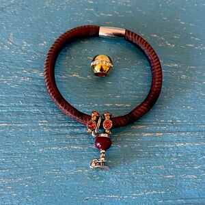 Brighton red wine bead with 2 citrine spacers and FREE bangle and bead